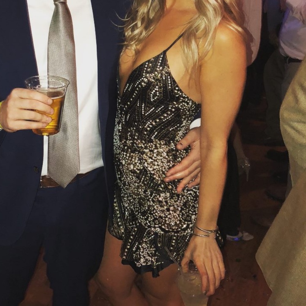 Black gold and white sequin dress